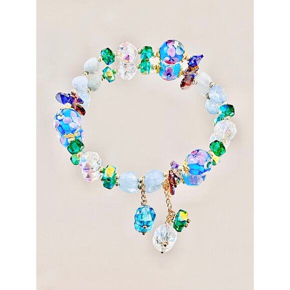 Blue Swarovski Beaded Bracelet With Charms - Picture 3 of 4